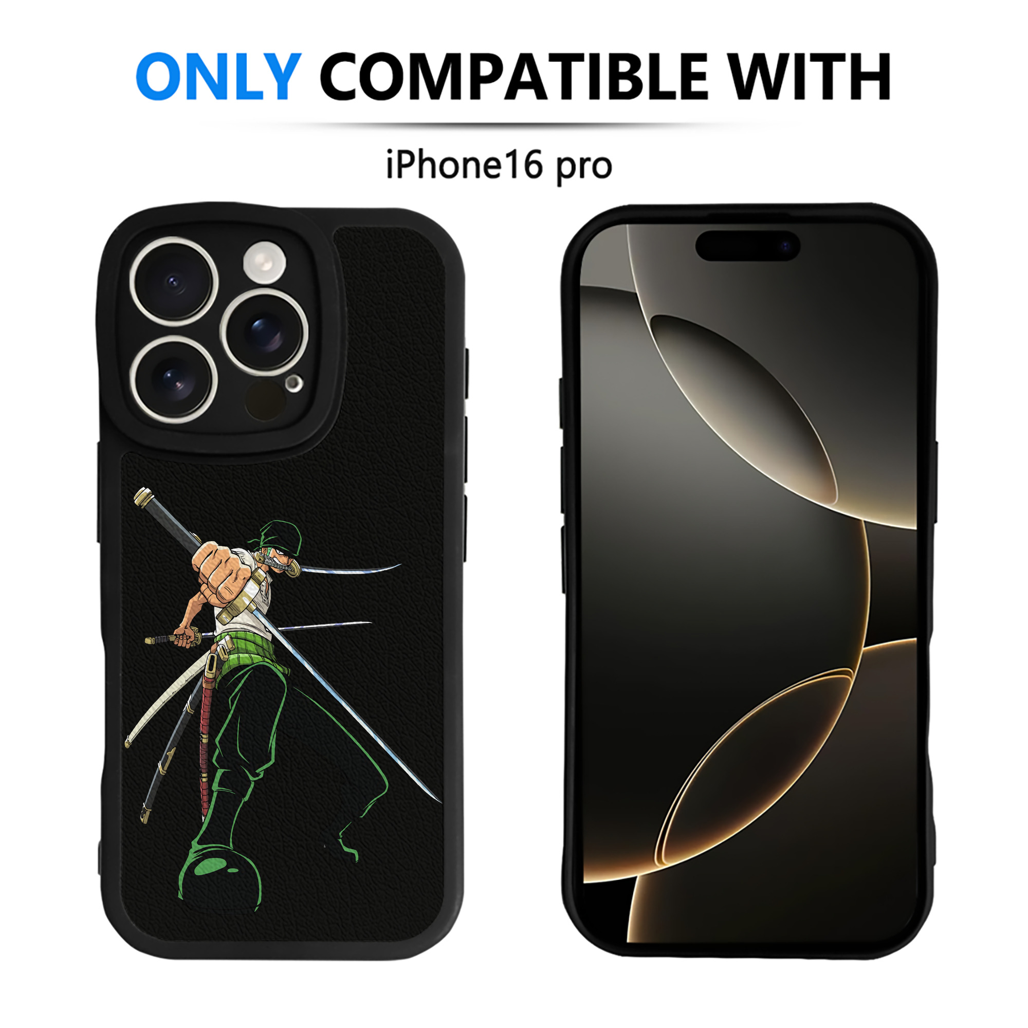（画像用） ワンピース ロロノア・ゾロ ONE PIECE Roronoa Zoro 【iPhone 16シリーズ対応】シリコンスマホケース（レザー調） 材質：シリコン